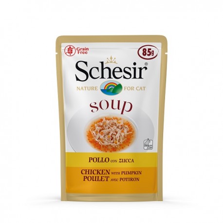 Schesir Chat Soupe poulet et citrouille 85g