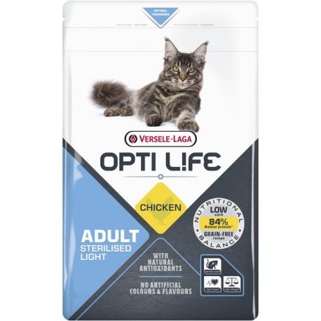 Opti life Adult Cat Sterilised/light Chicken Versele Laga - croquettes pour chat - sac de 2.5 Kg