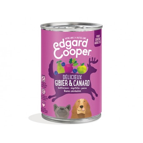 Edgar&Cooper Boîte gibier & canard pour chien 400g