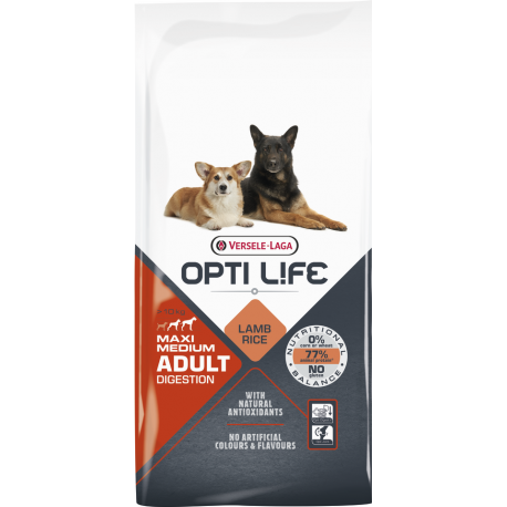 Opti life Digestion Medium & Maxi Versele Laga - croquettes pour chien sensible de + de 10 kg - sac de 12.5 Kg