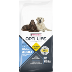 Opti life Light Medium & Maxi Versele Laga - croquettes pour chien en surpoids - sac de 12.5 Kg