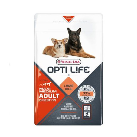 Opti life Digestion Medium & Maxi Versele Laga - croquettes pour chien sensible de + de 10 kg - sac de 2.5 Kg