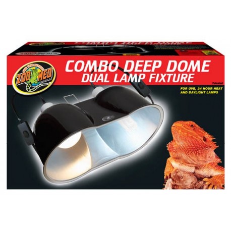 Double plafonnier combo Deep dome lampe fixture Terrarium Zoomed 