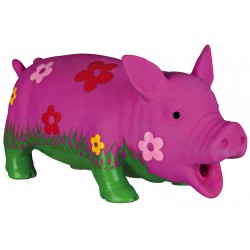 Jouet cochon fleuri en latex 20cm