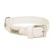 Collier imitation cuir blanc avec strass 43cm