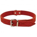 Collier nubuck rouge avec motifs 48cm