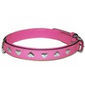 Wouapy Collier cuir Coeur Fushia