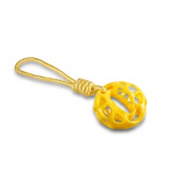 Jouet chien TPR anneau jaune avec corde 34 cm