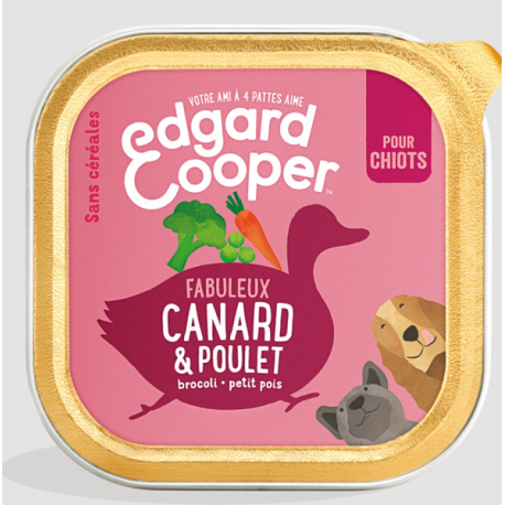 Edgar&Cooper Barquette canard & poulet pour chiot 300g