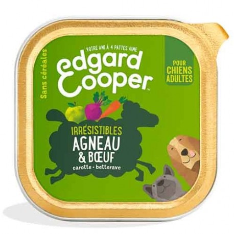 Edgar&Cooper Barquette agneau & boeuf pour chien 300g