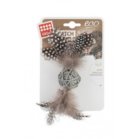 Bubimex Balle rotin avec 2 plumes Jouet chat